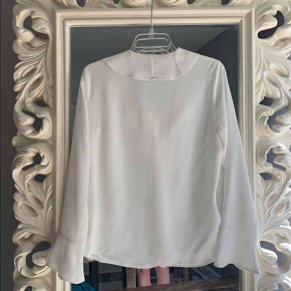 White ruffled front blouse with pearl buttons - Picture 3 of 11